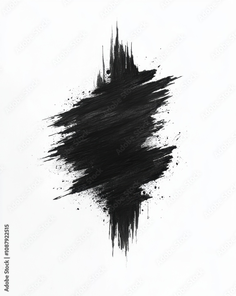 Black Ink Brush Stroke Splashes on White Background - Chaos Black Ink Brush Stroke Splashes on White Background - Chaos