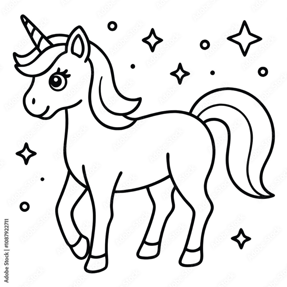 Obraz premium Unicorn doodle line art