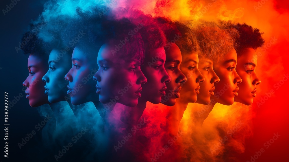 A Pride Month banner with diverse silhouettes and the text Happy Pride Month uses soft hues to convey positivity and warmth A Pride Month banner with diverse silhouettes and the text Happy Pride Month uses soft hues to convey positivity and warmth