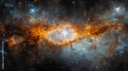 Fototapeta Naklejka Na Ścianę i Meble -  360 degree nebula panorama in deep space equirectangular hdri environment map