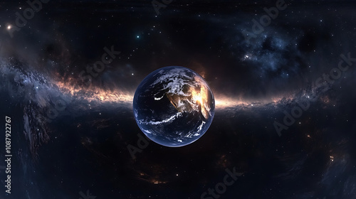 Fototapeta Naklejka Na Ścianę i Meble -  360 degree nebula panorama in deep space equirectangular hdri environment map