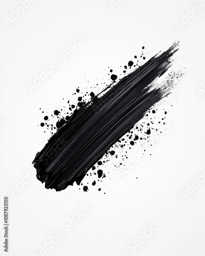 Vibrant Black Stroke on White Canvas - Chaos and Movement