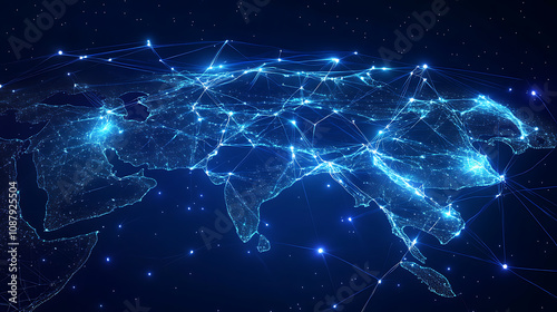 Abstract network map of saudi arabia connecting middle east north africa in global data exchange concept illustration