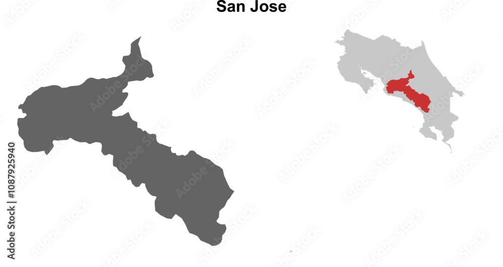 Fototapeta premium San Jose province outline map set set