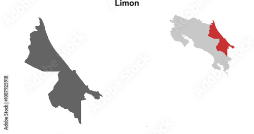 Limon province outline map set set