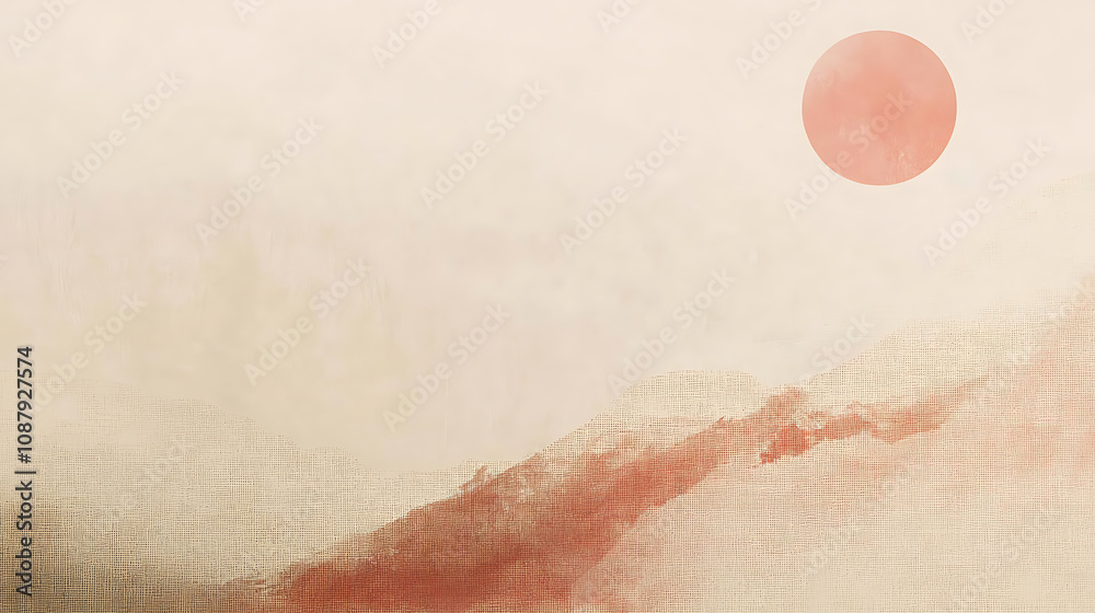 Fototapeta premium Simple japanese background, beige and pink color palette