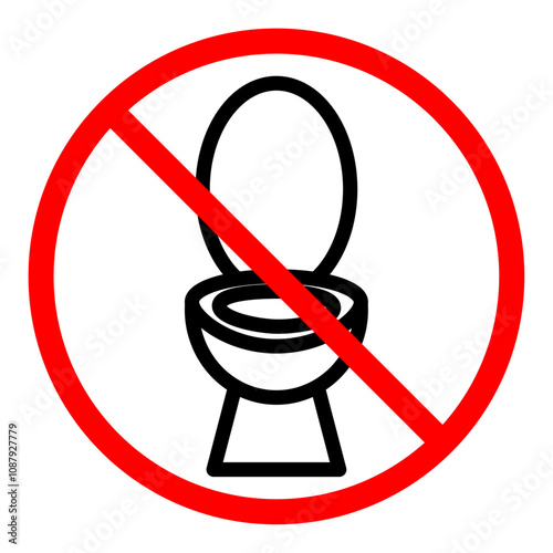 No toilet sign. Restroom out of order. Editable stroke. Vector icon