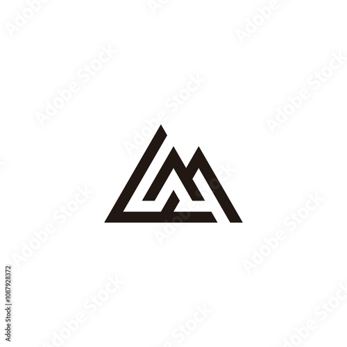 Letter F and M mountains geometric symbol simple logo vector