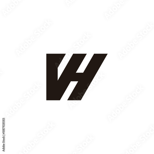 Letter VH connect geometric symbol simple logo vector