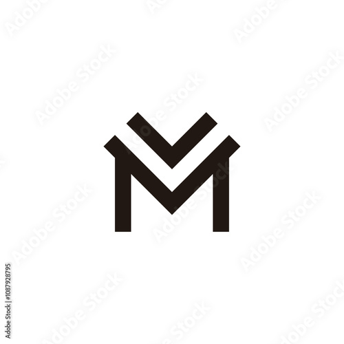 Letter MV VM M V square geometric symbol simple logo vector