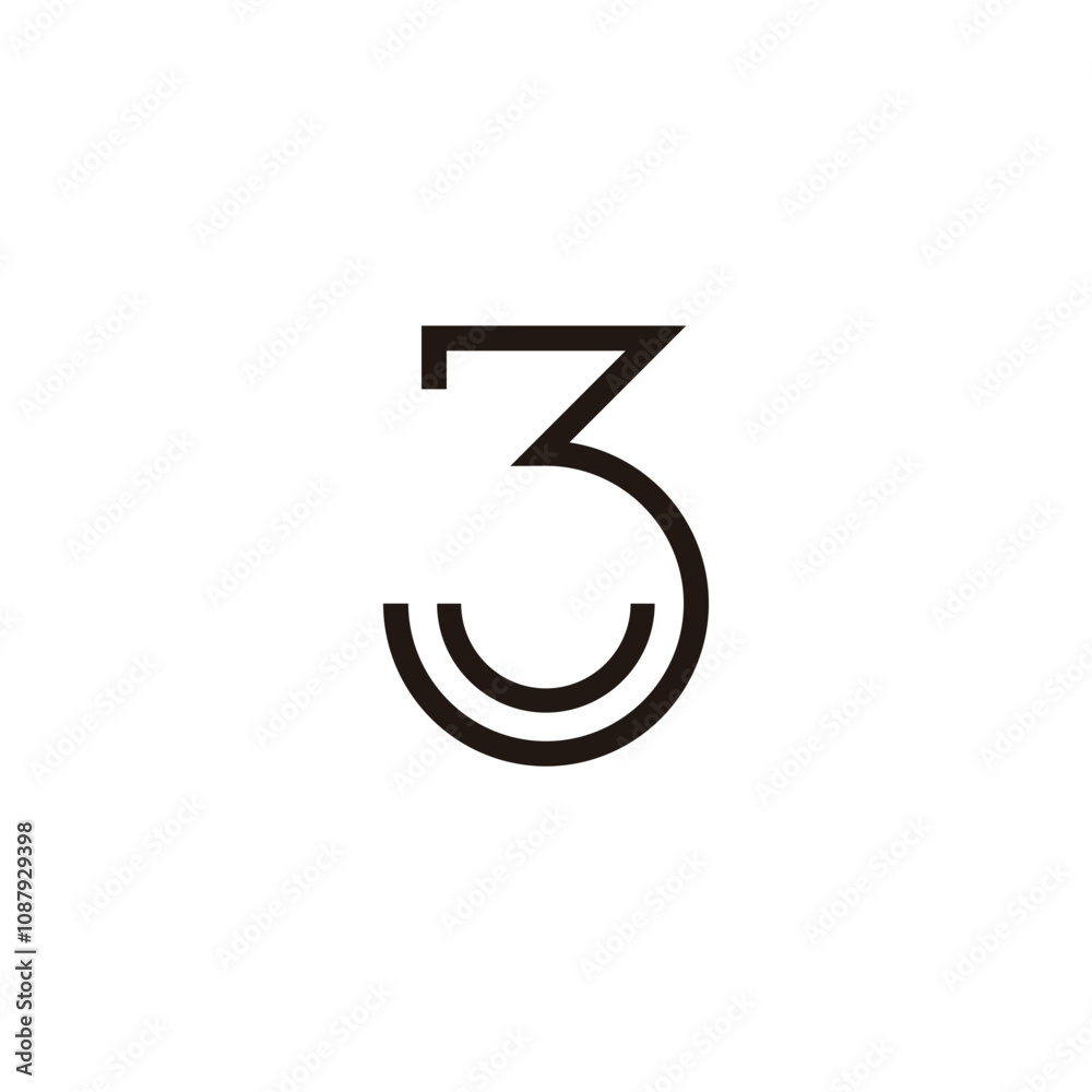 Number 3 smile geometric symbol simple logo vector Number 3 smile geometric symbol simple logo vector