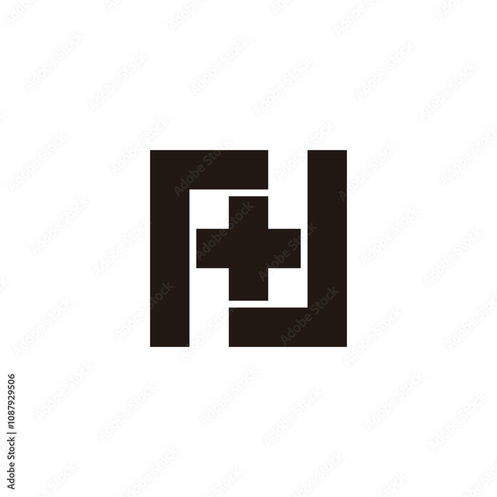 Letter N plus, square geometric symbol simple logo vector Letter N plus, square geometric symbol simple logo vector