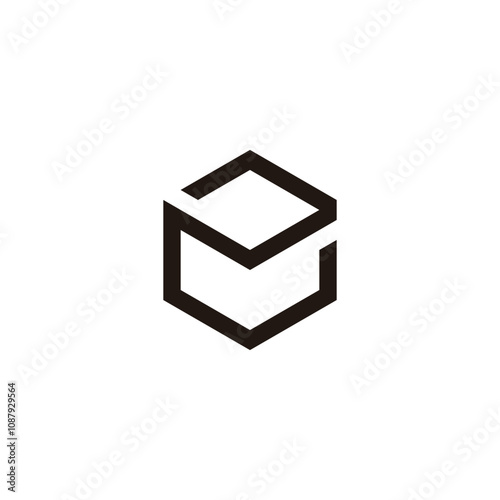 Number 2 cube geometric symbol simple logo vector