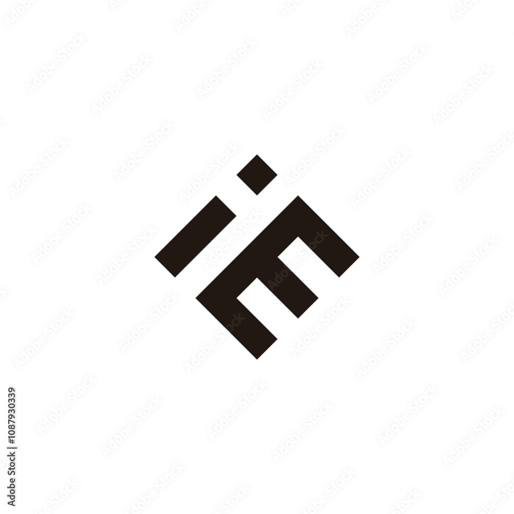 Letter i, y and E square geometric symbol simple logo vector
