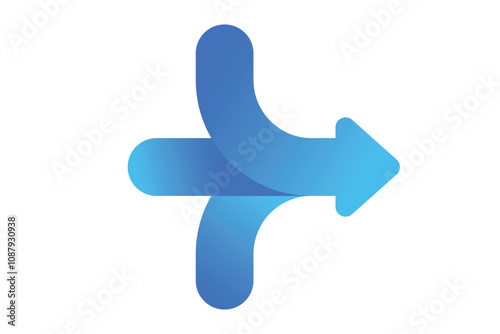 Three arrows merging gradient icon. Clipart image isolated on white background.