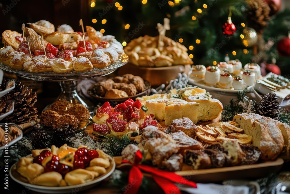 Sweet and fruity festive dessert spread Sweet and fruity festive dessert spread