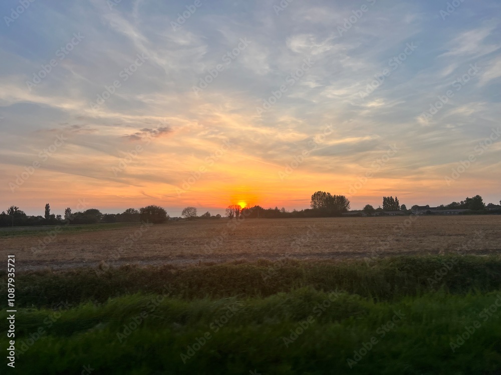 colorful sunrise over the field colorful sunrise over the field
