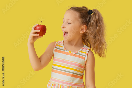 Cute little girl with red a...