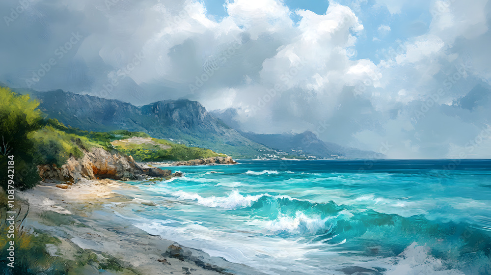 Serene Aquatic Awe Landscape - Turquoise Waves and Ethereal Skies Captivating Tranquility in Nature Serene Aquatic Awe Landscape - Turquoise Waves and Ethereal Skies Captivating Tranquility in Nature