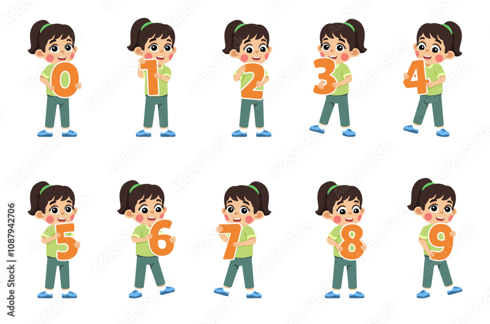 Kid Learning Math Holding a Number Kid Learning Math Holding a Number