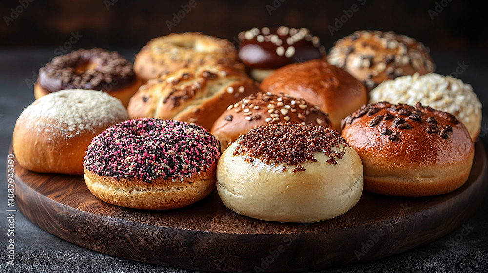 assortment of freshly baked bread rolls and loaves arranged on a rustic wooden table, symbolizing warmth, comfort, and nourishment in a cozy kitchen setting assortment of freshly baked bread rolls and loaves arranged on a rustic wooden table, symbolizing warmth, comfort, and nourishment in a cozy kitchen setting