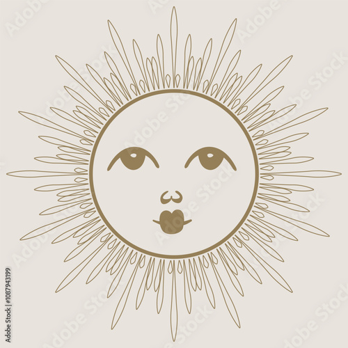 Mystical sun and moon illustration