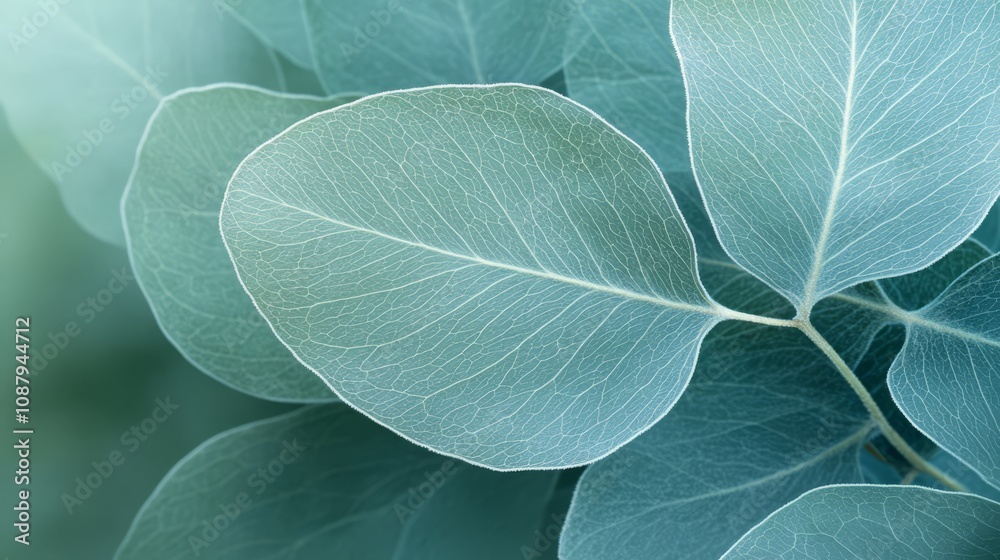 Close-up of eucalyptus leaves with a blurred background. Close-up of eucalyptus leaves with a blurred background.