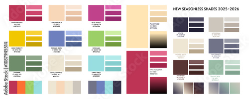 Fashion color trend Winter Spring 2025 2026. Color palette forecast of the future color trend. Stock vector palette of shades
