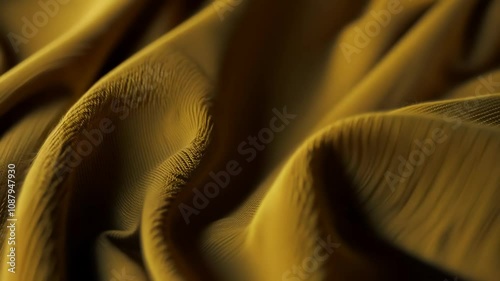 Golden folds of textured fabric draped in soft light photo