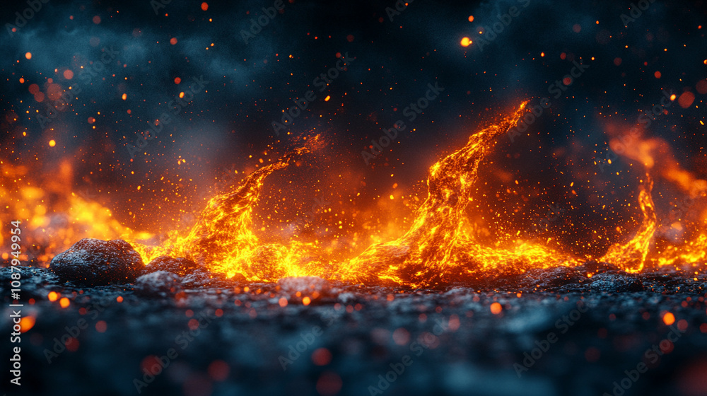 molten lava flowing through hardened rock, symbolizing the raw power of nature, transformation, and the Earth's constant renewal and evolution molten lava flowing through hardened rock, symbolizing the raw power of nature, transformation, and the Earth's constant renewal and evolution