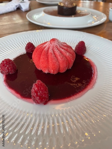 chocolate cake with raspberries