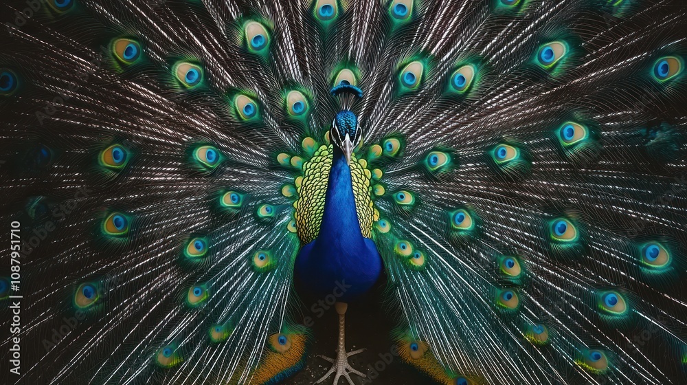 Obraz premium Peacock with its feathers spread