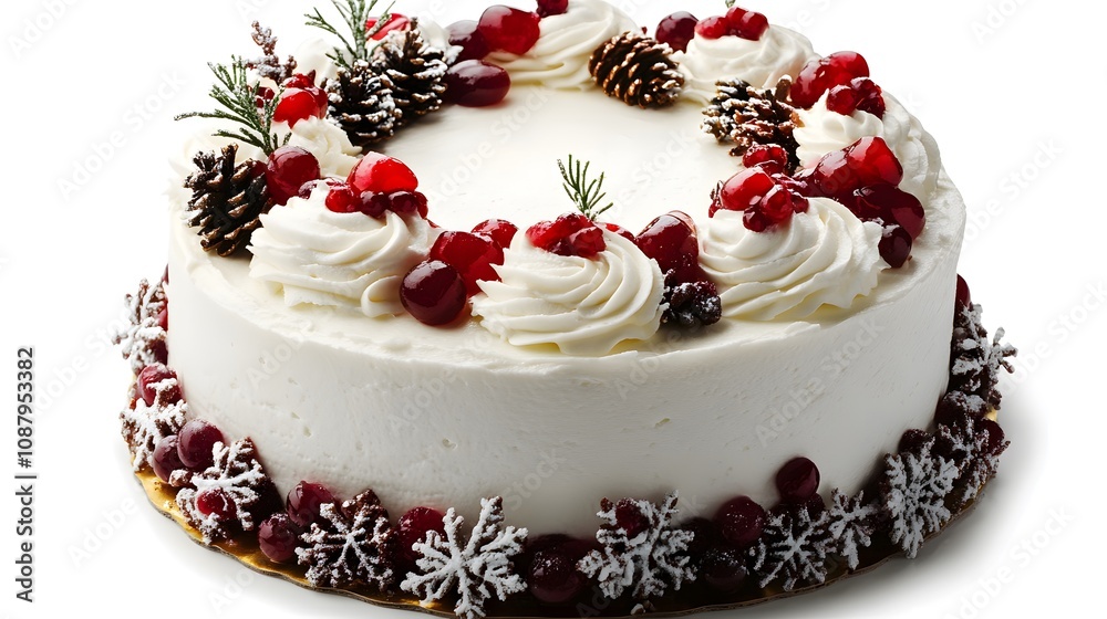 Christmas cake christmas dessert cream.on white Christmas cake christmas dessert cream.on white