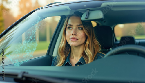 Woman Driving a Car - Focused and Confident