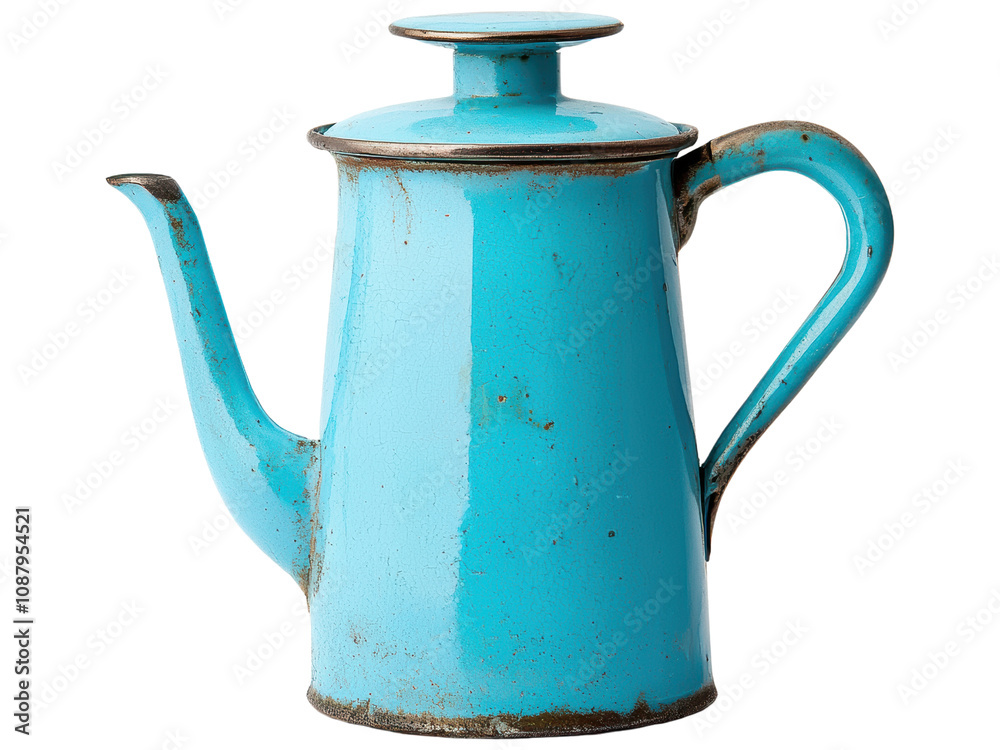 Fototapeta premium Vintage Blue Teapot with Rustic Charm