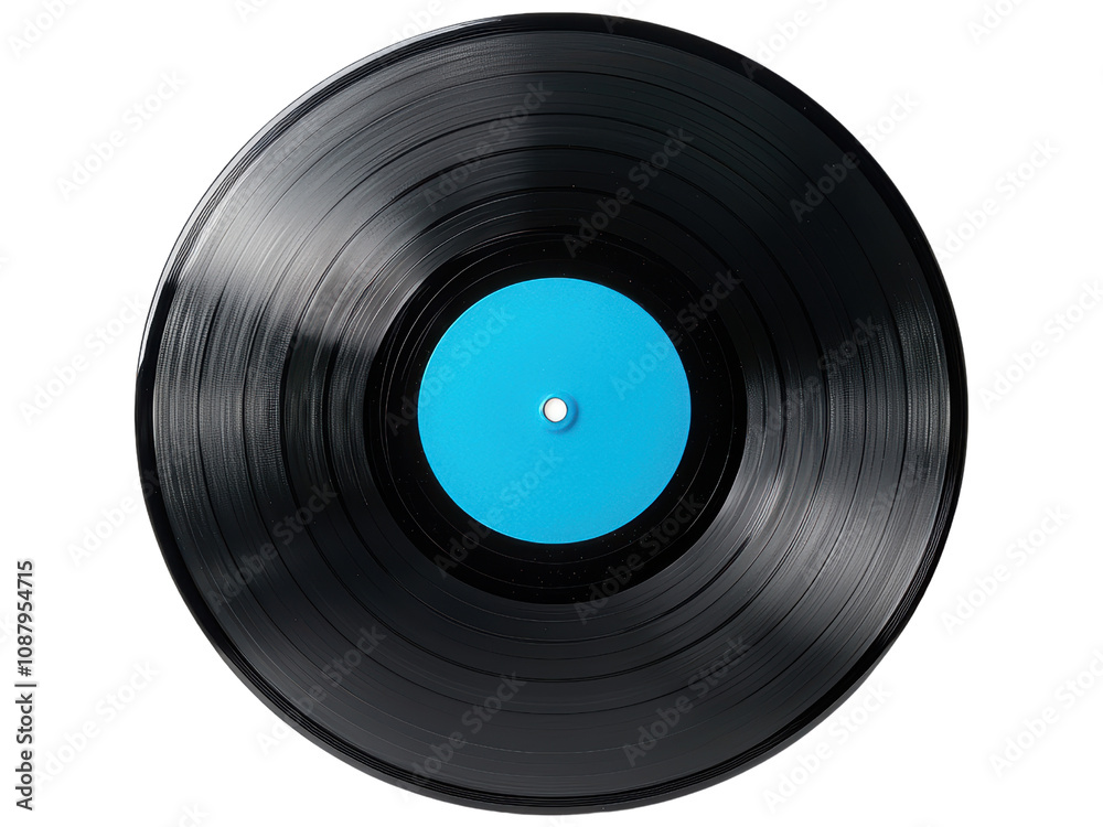 Classic Vinyl Record with Blue Center Label Classic Vinyl Record with Blue Center Label
