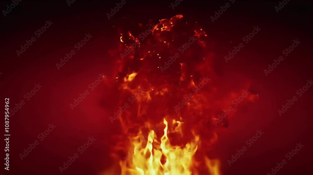 intense flame sparks dark red gradients creating dynamic motion effect high quality 4K footage fire flames gas ember graphic transition alpha grooved stock pattern background masking spark light