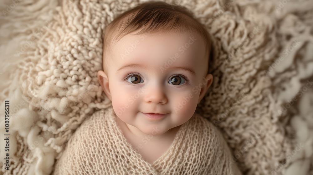 Charming Baby Portrait with Warm, Soft Textures Charming Baby Portrait with Warm, Soft Textures