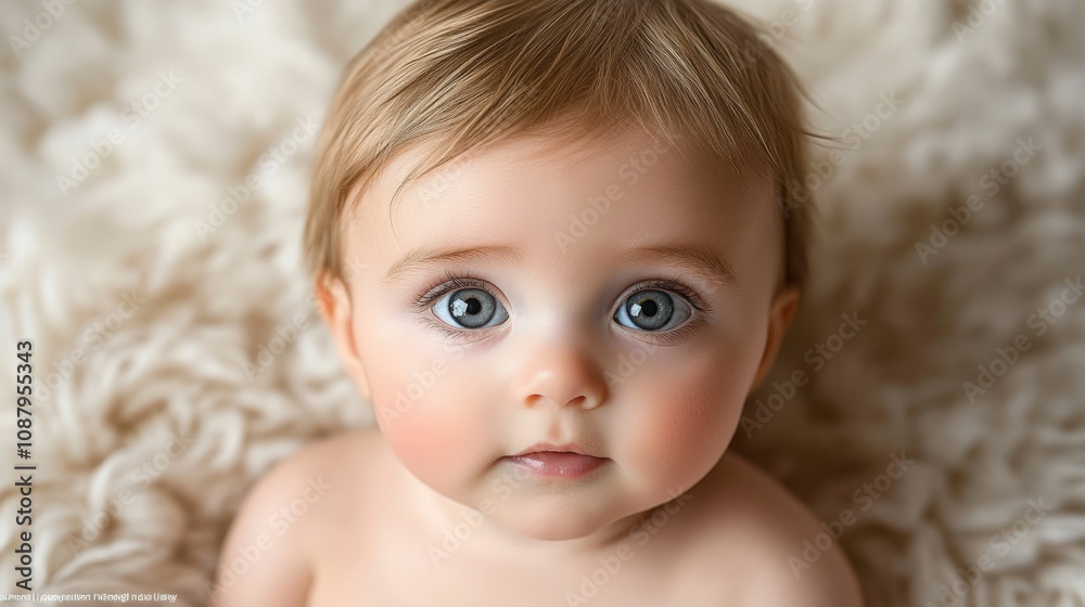 Captivating Innocence: A Close-Up of a Cherubic Baby with Blue Eyes Captivating Innocence: A Close-Up of a Cherubic Baby with Blue Eyes