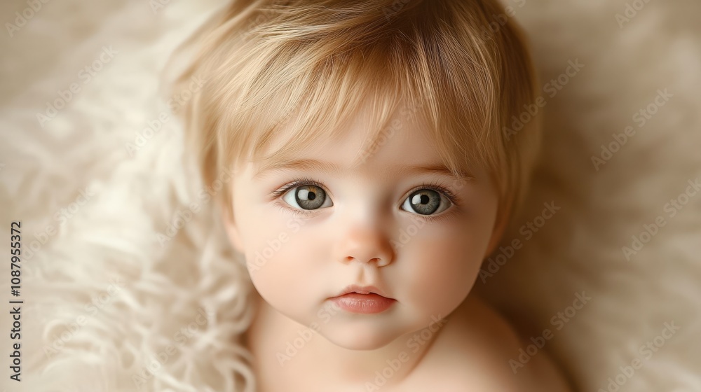 Adorable Baby Portrait with Mesmerizing Eyes and Soft Texture Adorable Baby Portrait with Mesmerizing Eyes and Soft Texture