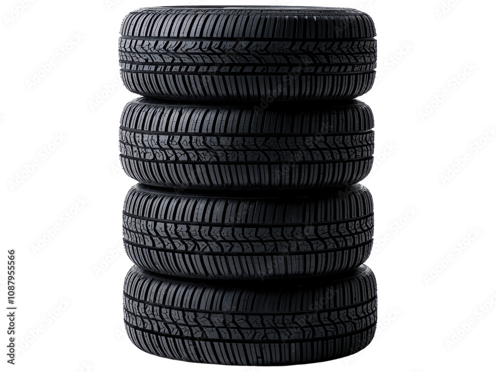 Stack of Four Black Car Tires Stack of Four Black Car Tires