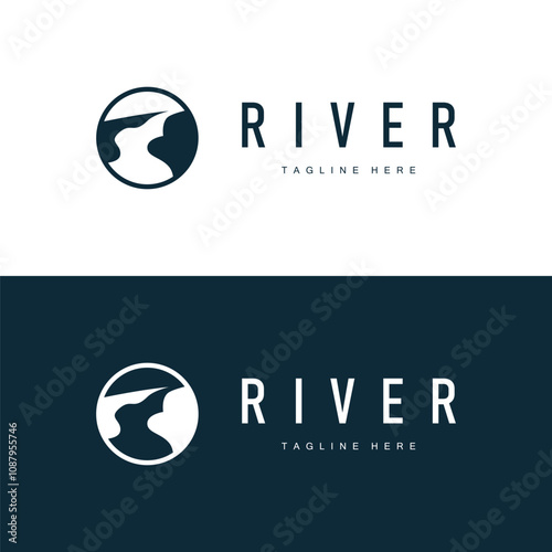 River Logo Vector River Bank Mountain Design Agriculture Symbol Illustration