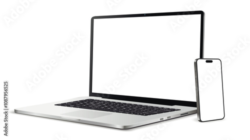 Laptop computer and mobile phone for mockup and responsive website