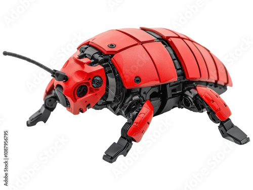 Futuristic Robotic Beetle in Vibrant Red Color