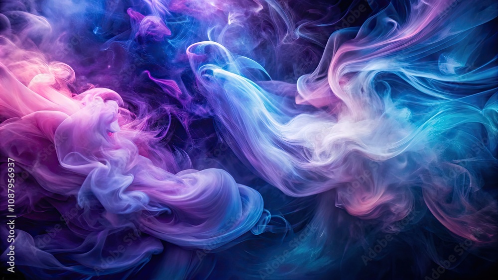 Obraz premium Ethereal Swirling Abstract Smoke in Purple and Blue Hues - Dreamy Visual Landscape with Flowing Motion