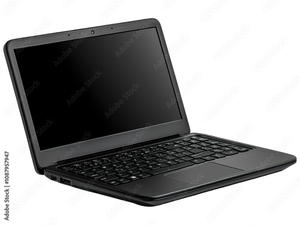 Sleek Black Laptop with Blank Screen for Digital Use Sleek Black Laptop with Blank Screen for Digital Use