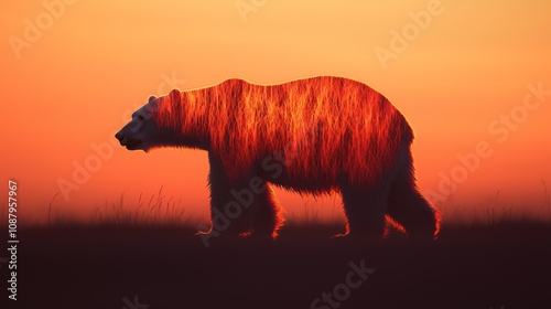 Silhouette of a bear at sunset nature scene wildlife photography serene environment artistic viewpoint