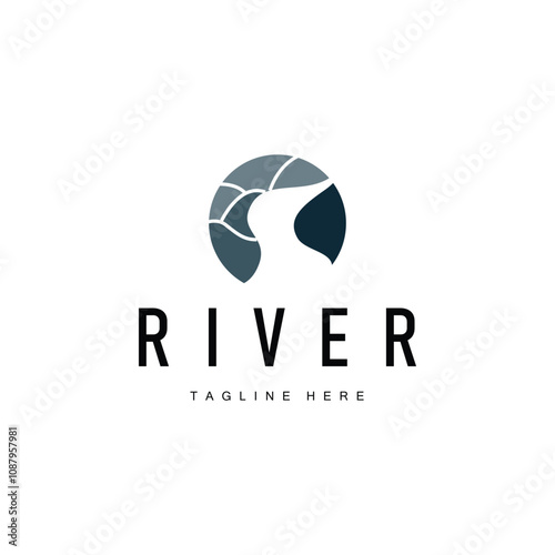 River Logo Vector River Bank Mountain Design Agriculture Symbol Illustration