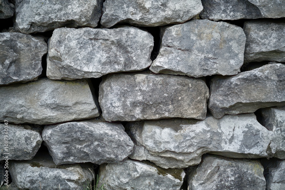 Natural stone wall made of gray rocks in daylight Natural stone wall made of gray rocks in daylight