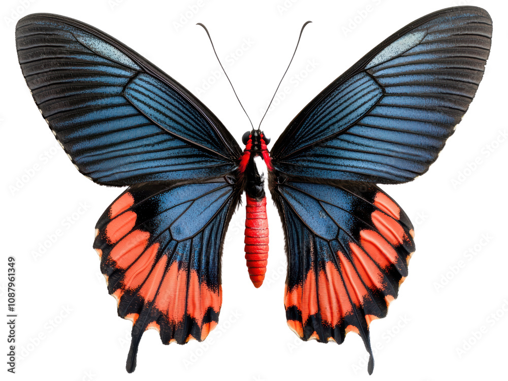 Colorful Butterfly with Blue and Red Patterns